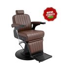 Sillón Barbero hidráulico reclinable y giratorio con reposabrazos Modelo Corinto Marrón