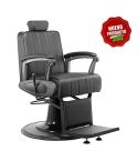 Sillón Barbero hidráulico reclinable y giratorio con reposabrazos Modelo Crest Negro