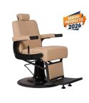 Sillón Barbero hidráulico reclinable y giratorio con reposabrazos Modelo Dour 2.0 Beige Weelko