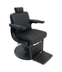 Sillón Barbero Vintage hidráulico reclinable y giratorio con reposabrazos Modelo Glory Black Black Matte