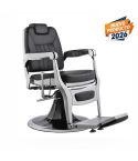 Sillón Barbero hidráulico reclinable y giratorio con reposabrazos Modelo Riff Silver Black