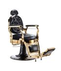 Sillón Clásico de Barbero hidráulico estilo Vintage con reposapies integrado Modelo Ancest Oro - Asiento liso
