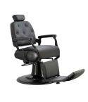 Sillón Clásico de Barbero hidráulico estilo Retro Vintage con reposapies integrado Modelo Crop Negro