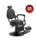 Sillón Clásico de Barbero hidráulico estilo Vintage con reposapies integrado Modelo LBH Mack Black Negro