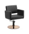 Sillón hidráulico de corte de linea cuadrada con base redonda cobre y negra Modelo Braid Round Copper & Black