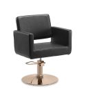 Sillón hidráulico de corte de linea cuadrada con base redonda cobre Modelo Braid Round Copper