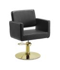 Sillón hidráulico de corte de linea cuadrada con base redonda dorada Modelo Braid Round Gold
