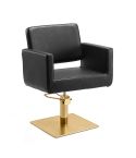 Sillón hidráulico de corte de linea cuadrada con base redonda dorada inox. Modelo Braid Square Inox. Gold