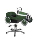 Sillón de Peluquería Infantil con diseño de cochecito de Carreras Vintage Modelo Drive Verde