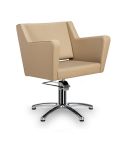 Sillón corte de Peluquería con base de estrella plateada inox. Modelo Anouk BE-F Beige