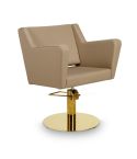 Sillón corte de Peluquería con base redonda dorada Modelo Anouk BE-GR Beige
