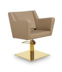Sillón corte de Peluquería con base cuadrada dorada Modelo Anouk BE-GS Beige