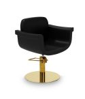 Sillón corte de Peluquería con base redonda dorada Modelo Hydra B-GR Negro