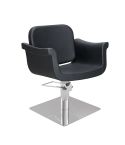 Sillón corte de Peluquería con base cuadrada plateada inox. Modelo Hydra B-S Negro