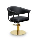 Sillón Corte de Peluquería Vintage con base redonda dorada Modelo Lyra B-GR Negro