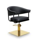 Sillón Corte de Peluquería Vintage con base cuadrada dorada Modelo Lyra B-GS Negro