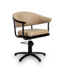 Sillón Corte de Peluquería Vintage con base de estrella negra Modelo Lyra BE-BF Beige