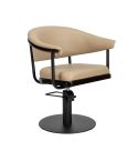 Sillón Corte de Peluquería Vintage con base redonda negra Modelo Lyra BE-BR Beige
