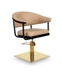 Sillón Corte de Peluquería Vintage con base cuadrada dorada Modelo Lyra BE-GS Beige
