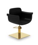 Sillón corte de Peluquería con base cuadrada dorada Modelo Hydra B-GS Negro