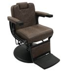 Sillón Barbero Vintage hidráulico reclinable y giratorio con reposabrazos Modelo Mamba Marrón envejecido