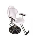 Sillón Barbero  Peluquería Estetica hidráulico reclinable con reposapiés cromado Modelo Unisex Blanco