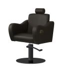 Sillón Corte de Peluquería reclinable con cabezal Modelo Gala Negro - Base negra a elegir