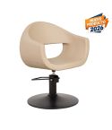 Sillón hidráulico de corte de linea curva con base redonda negra Modelo Glam Beige - Mudi