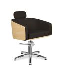 Sillón corte de Peluquería con base de estrella plateada inox. Modelo Alya B-F Negro