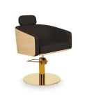 Sillón corte de Peluquería con base redonda dorada Modelo Alya B-GR Negro