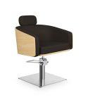 Sillón corte de Peluquería con base cuadrada plateada inox. Modelo Alya B-S Negro