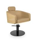 Sillón corte de Peluquería con base redonda negra Modelo Alya BE-BR Beige