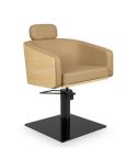 Sillón corte de Peluquería con base cuadrada negra Modelo Alya BE-BS Beige