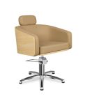 Sillón corte de Peluquería con base de estrella plateada inox. Modelo Alya BE-F Beige