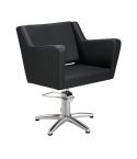 Sillón corte de Peluquería con base de estrella plateada inox. Modelo Anouk B-F Negro
