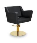 Sillón corte de Peluquería con base redonda dorada Modelo Anouk B-GR Negro