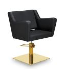 Sillón corte de Peluquería con base cuadrada dorada Modelo Anouk B-GS Negro