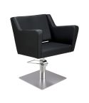 Sillón corte de Peluquería con base cuadrada plateada inox. Modelo Anouk B-S Negro