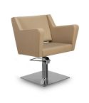 Sillón corte de Peluquería con base cuadrada plateada inox. Modelo Anouk BE-S Beige