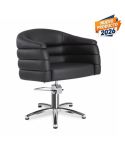 Sillón hidráulico de corte acolchado con base de estrella plateada inox. Modelo Bardo B-F Negro