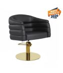Sillón hidráulico de corte acolchado con base redonda dorada Modelo Bardo B-GR Negro