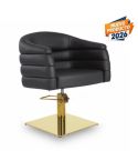 Sillón hidráulico de corte acolchado con base cuadrada dorada Modelo Bardo B-GS Negro