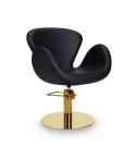 Sillón hidráulico de corte con base redonda dorada y reposabrazos ovalados Modelo Chloe B-GR