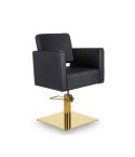 Sillón hidráulico de corte con base cuadrada dorada y reposabrazos Modelo Dora GS