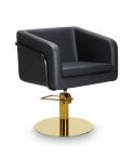 Sillón Corte de Peluquería con base redonda dorada Modelo Egan B-GR