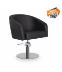 Sillón hidráulico de corte acolchado con base redonda plateada Modelo Eyra B-R Negro