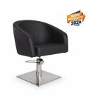 Sillón hidráulico de corte acolchado con base cuadrada plateada Modelo Eyra B-S Negro