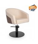 Sillón hidráulico de corte acolchado con base redonda negra Modelo Eyra BE-BR Beige