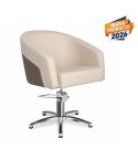 Sillón hidráulico de corte acolchado con base de estrella plateada inox. Modelo Eyra BE-F Beige