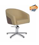 Sillón hidráulico de corte acolchado con base de estrella plateada inox. Modelo Eyra BE-F Beige